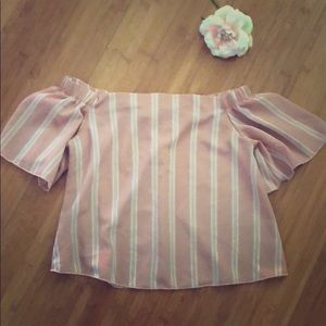 Pink and white striped blouse